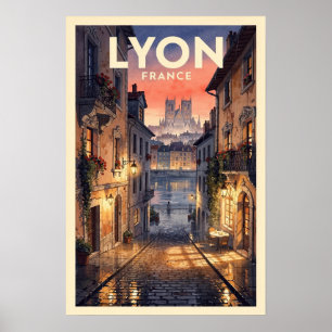 Lyon Frankrike Vintage Resa Poster
