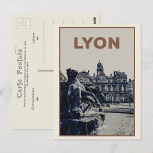 Lyon illustrationen Bartholdi Fontän Frankrike Vykort