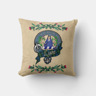 Lyon Klan Badge & Tartan Thistle Dekorativ kudde