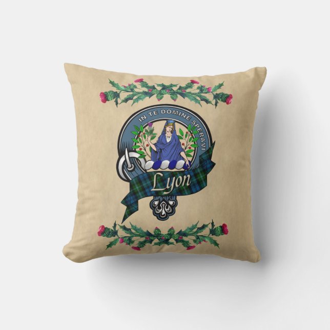 Lyon Klan Badge & Tartan Thistle Dekorativ kudde (Framsida)