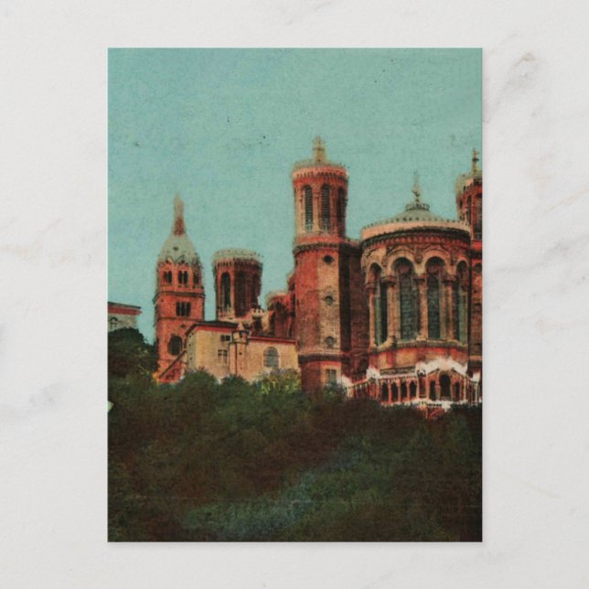 Lyon Notre dame de Fourviere Replica 1930s Vykort (Framsida)