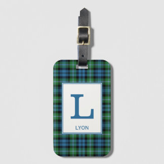 Lyon Tartan Bright Blue och Grönt Play Mönster Bagagebricka