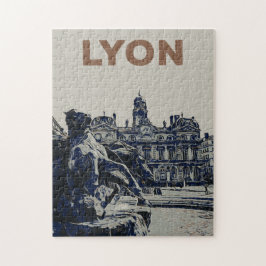 Lyon the Bartholdi Fontän illustration Frankrike P Pussel