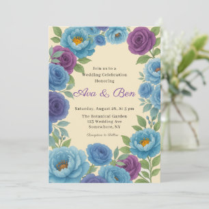 Lyons Blue Peony & Fig Lila Ro Bröllop Inbjudningar