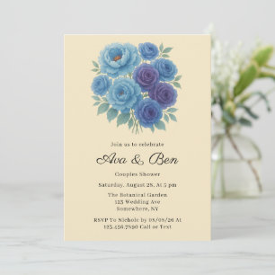 Lyons Blue Peony & Fig Lila Ro Par Shower Inbjudningar