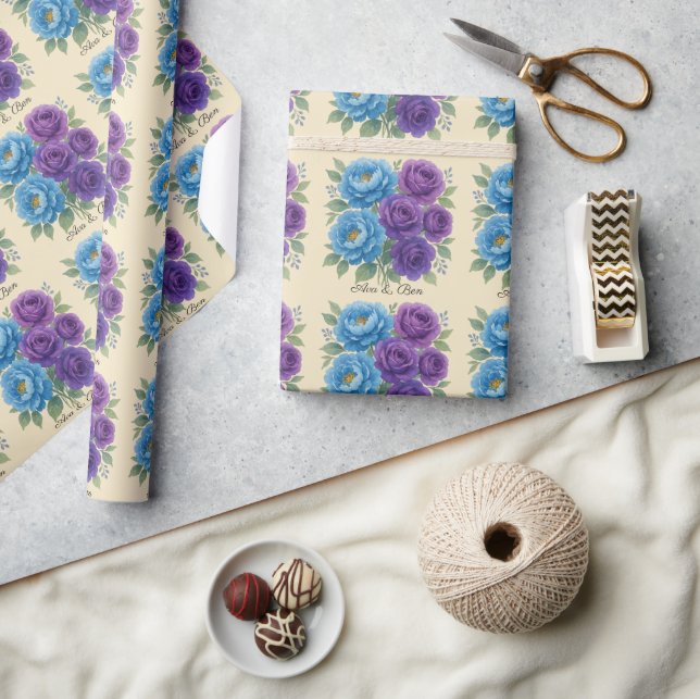 Lyons Blue Peony och Fig Lila Ro Bröllop Presentpapper (Hantverk)