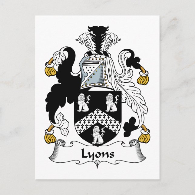 Lyons Family Crest Vykort (Framsida)