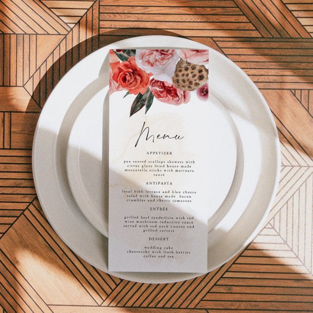 LYRA Bohemian Fall Blommigt Menu-kort Meny (Skapare uppladdad)