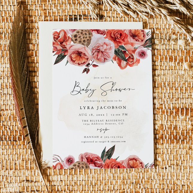 LYRA Bohemian Girl Fall Blommigt Baby Shower Inbjudningar (Skapare uppladdad)