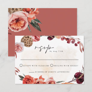 LYRA Bohemisk Akvarell Höstblomma RSVP-kort Inbjudningar