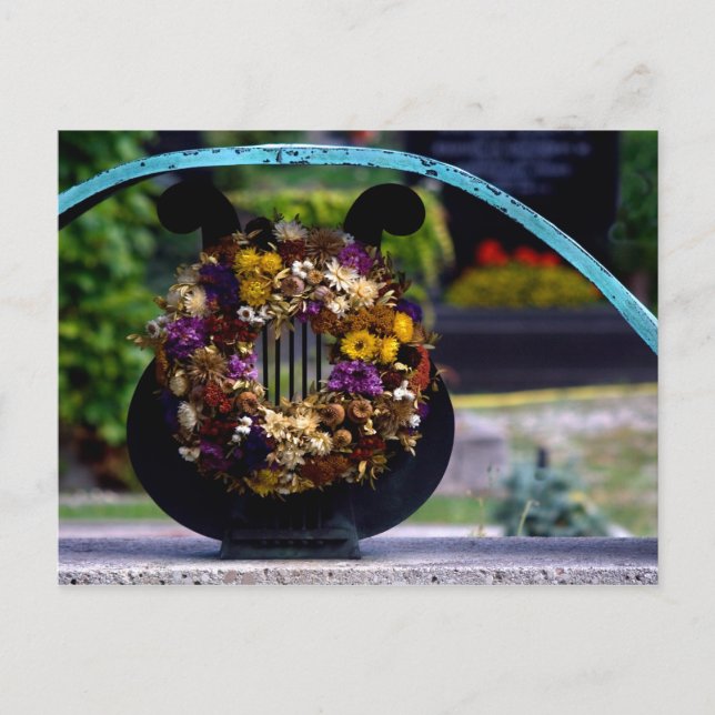 Lyre med blommor vykort (Framsida)