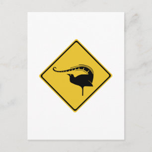 Lyrebird Crossing, Traffic Warning Sign, Australie Vykort