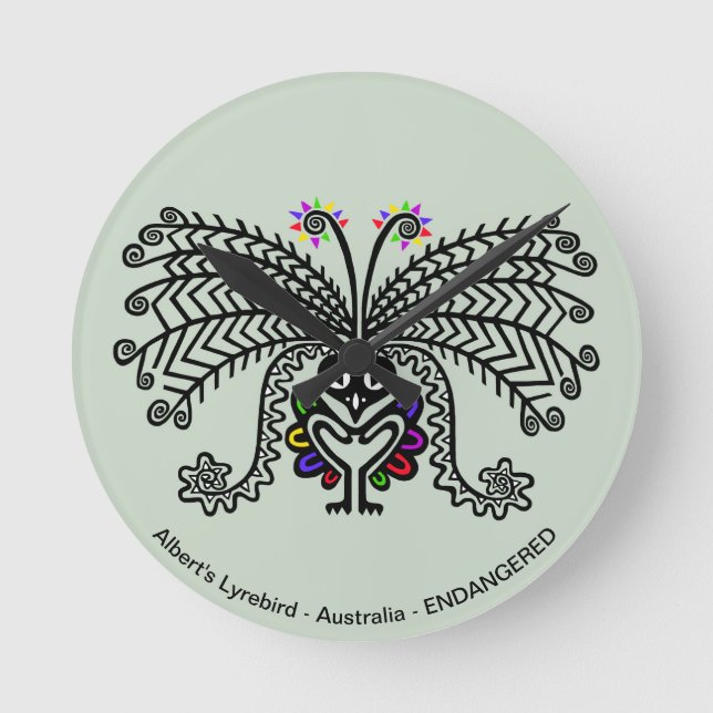 Lyrebird Rund Klocka (Framsida)