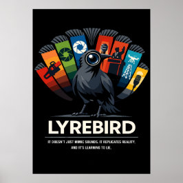 Lyrebird Verklighet Efterapning Konst Poster