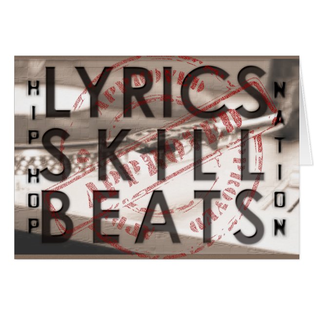 LYRICS SKILL BEATS hip hop Hälsningskort (Framsidan Horizontal)