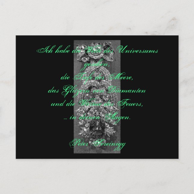 Lyrik Gedicht Liebe – Dresdner Grüner Diamant Vykort (Framsida)