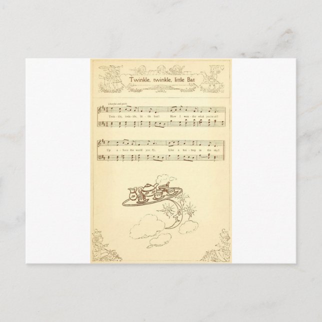 Lyrisk dikt för fladdermöss för Twink glimt lite Vykort (Framsida)
