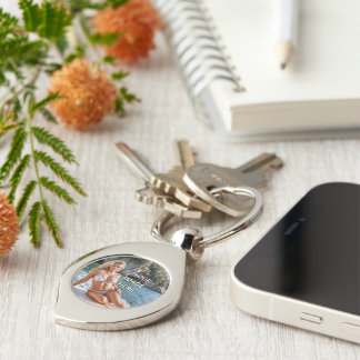 LYS! 🔑 Metallnyckelring – Lägg till bild eller te Swirl Silverfärgad Nyckelring