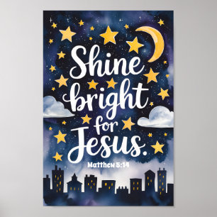 Lys starkt för Jesus kristen förskoleväggkonst Poster