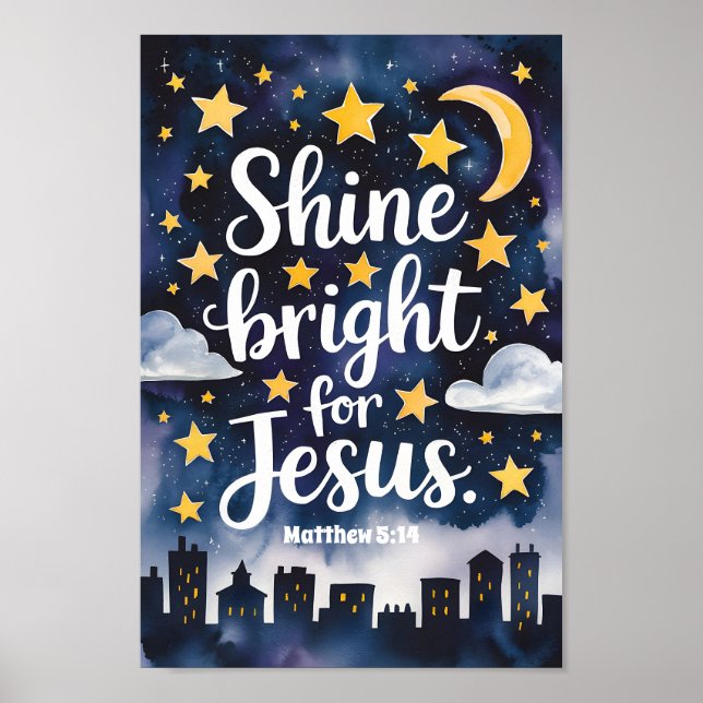 Lys starkt för Jesus kristen förskoleväggkonst Poster (Framsidan)