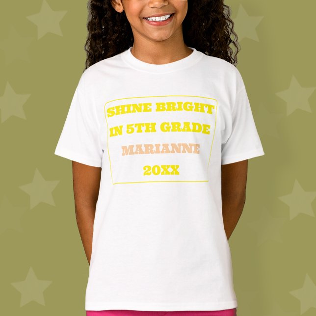 Lys Upp Tillbaka Till Skolan  T Shirt (Shine Bright In 5th Grade Girl)
