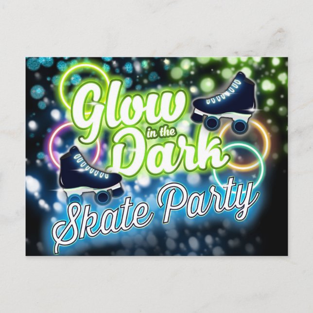 LYSA I MÖRKER SKATE-PARTY Postkortsinbjudan Inbjudan Vykort (Framsida)