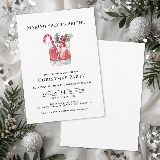 Lysa julstämning cocktailparty inbjudningar (Making Spirits Bright Christmas Cocktail Party Invitation)