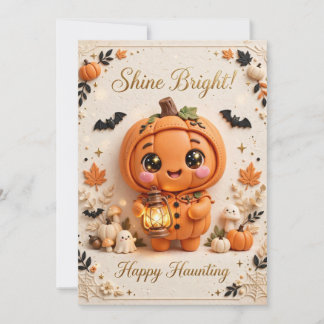 Lysa starkt! Söt Halloween-inbjudan med pumpa - Inbjudningar
