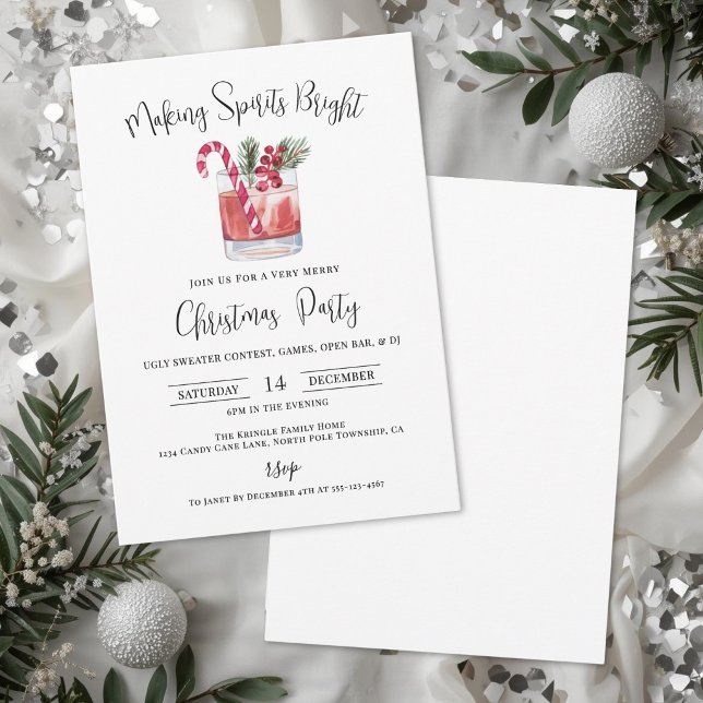 Lysa Upp Anden Jul Cocktailfest Inbjudningar (Making Spirits Bright Christmas Cocktail Party Invitation)