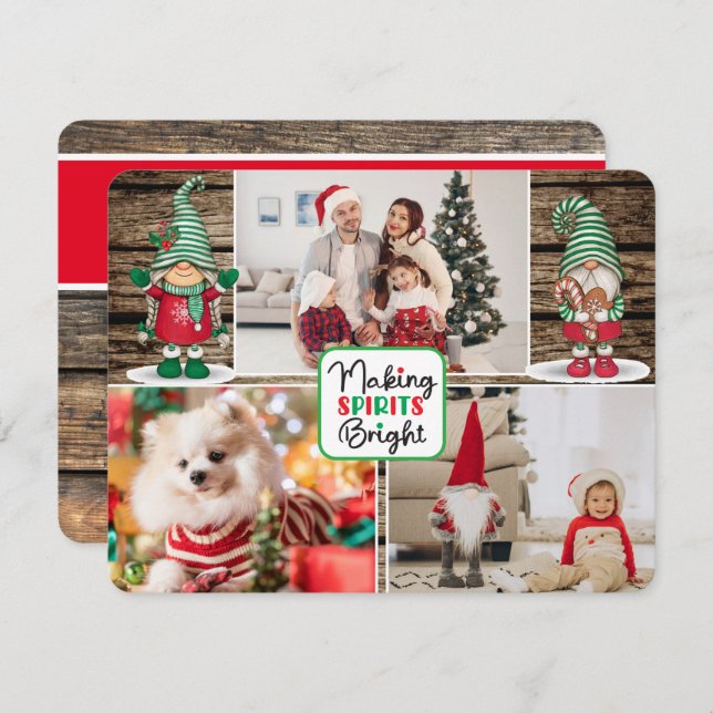 Lysa upp julgnomar (lägg till dina foton) julkort (Fram/baksida)