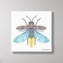 Lysande eldflugor (vita) - Canvastryck