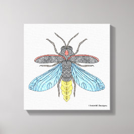 Lysande eldflugor (vita) - Canvastryck