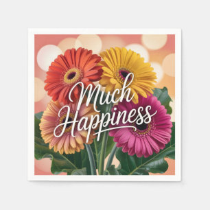 lysande Gerbera Daisy-bukett med "Mycket Lycka" Pappersservett