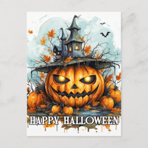 Lysande Glad Halloween Pumpa Vykort