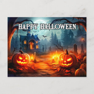 Lysande Gravlundspumpa Gott Halloween Vykort