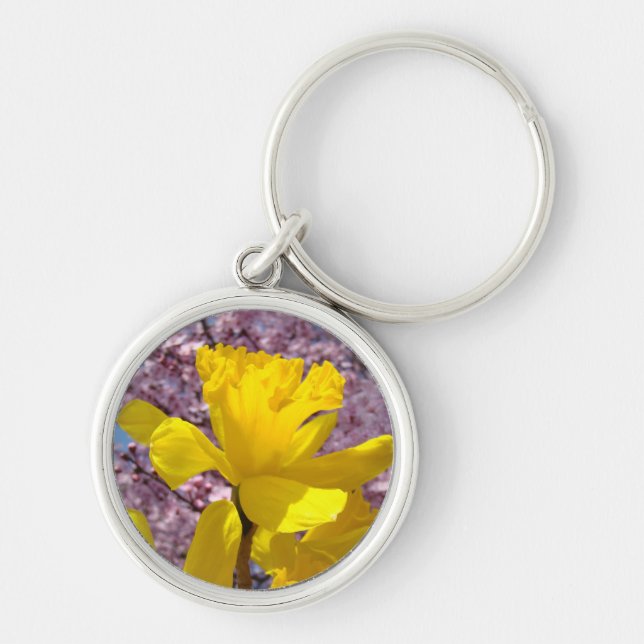 Lysande gula vårnarvblomma nyckelringar (Framsidan)