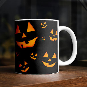 Lysande Jack-O-Lyktans Ansikte Halloween-design Kaffemugg