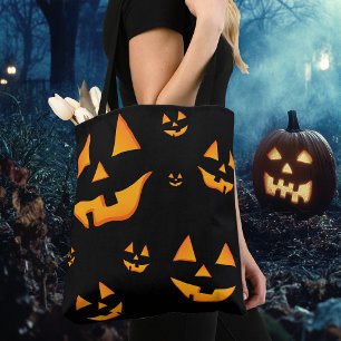 Lysande Jack-O-Lyktans Ansikte Halloween-design Tygkasse