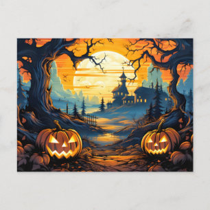 Lysande Nefarious God Halloween Pumpalykta Vykort