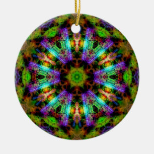 Lysande Psychedelic Mandalaprydnad Julgransprydnad Keramik
