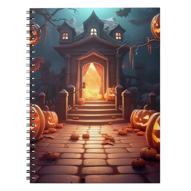 Lysande Pumpa Halloween Anteckningsbok (Framsidan)