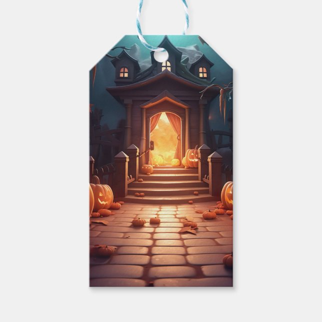Lysande Pumpa Halloween Presentetikett (Framsidan)