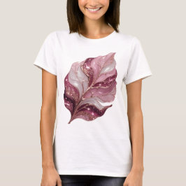 LYSANDE ROSA OCH VIT BLAD MED GLITTRANDE STJÄRNOR T SHIRT