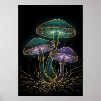 LYSANDE SVAMPAR MED RÖTTER POSTER