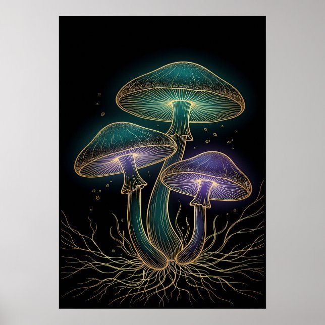 LYSANDE SVAMPAR MED RÖTTER POSTER (Framsidan)