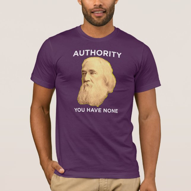 Lysander Spooner ingen myndighet Tee Shirt (Framsida)
