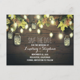 lyskedjor & murarvas rustic save the date meddelande vykort