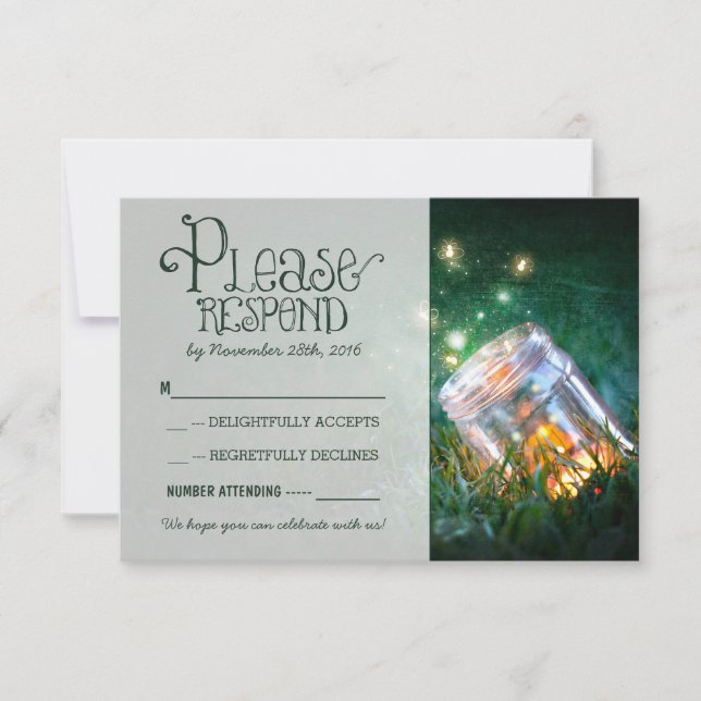 lysklocka rustic trädgård bröllop RSVP OSA Kort (Framsida)