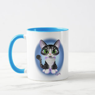LYSÖGAD RANDIG KATTUNGE av Jeff Willis Art Mugg