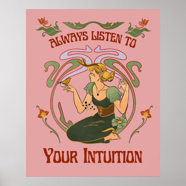 Lyssna Alltid på Din Intuition Whimsisk Affisch (Framsidan)